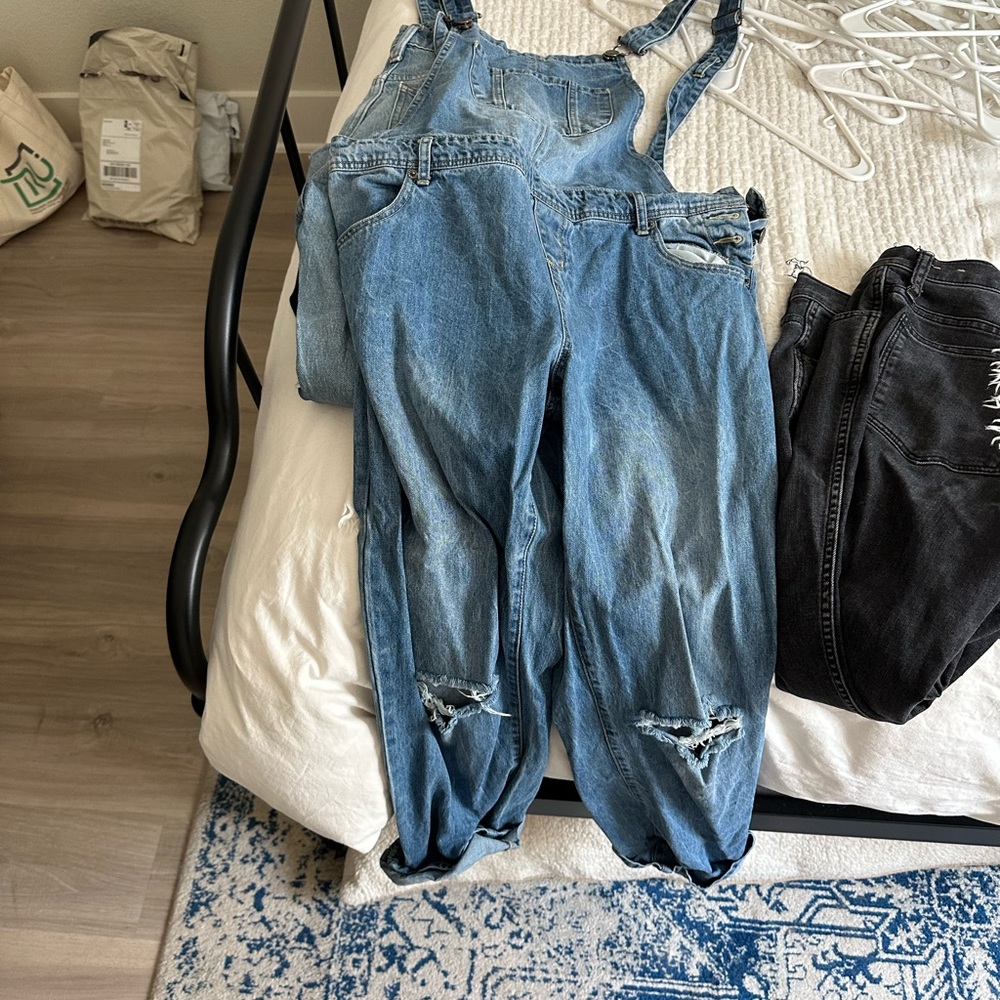 Size large light wash overalls